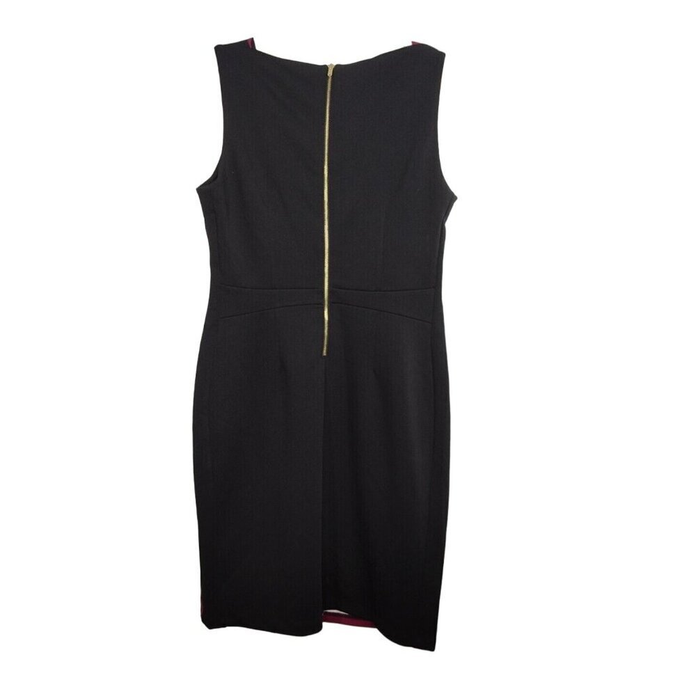 Worthington Red Black Green Sheath Dress Women Size 12 Sleeveless Zip Closure - Picture 3 of 5